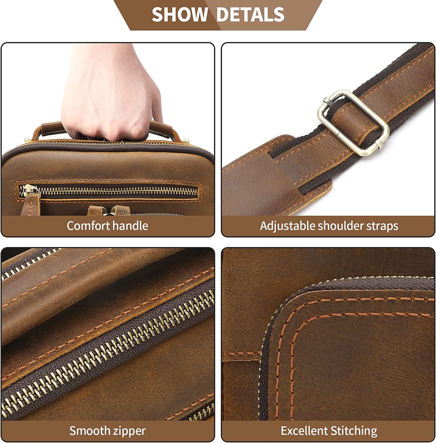 Jack&Chris Leather Messenger Bag for Men, Man Purse Crossbody Bags for Work Business - Image 5